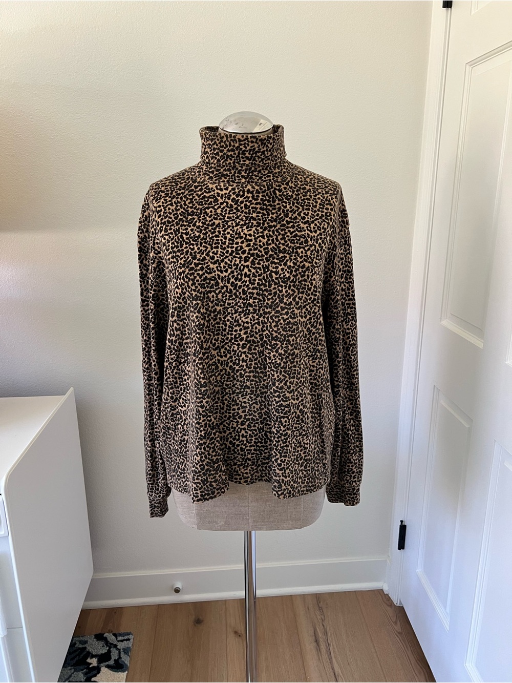 Leopard Print Turtleneck Sweater - Brown & Black